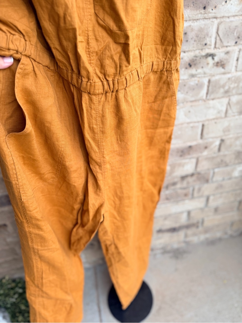Everlane Rust-Brown Sleeveless Linen Jumpsuit Size Large - Picture 5 of 11